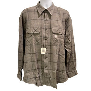 Van Heusen Long Sleeve Shirt Plaid Gray Mens Large Flannel New w Tags 572 S1275